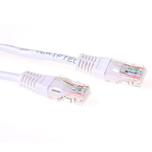 White 0.5 meter U/UTP CAT6 patch cable with RJ45 connectors