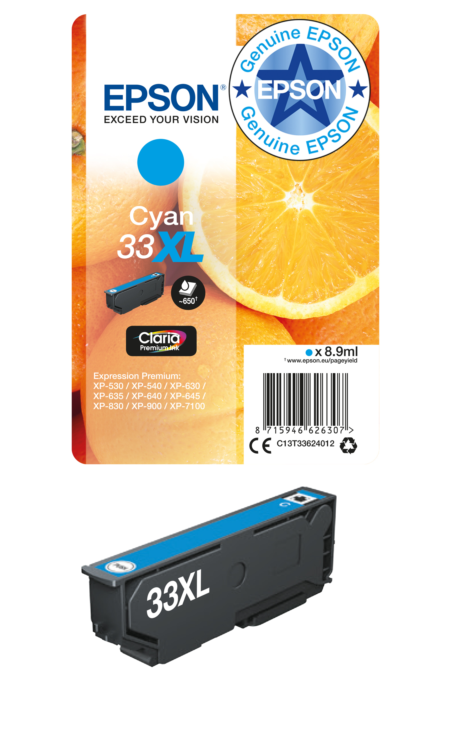 Epson Tinte 33XL C13T33624012 Cyan