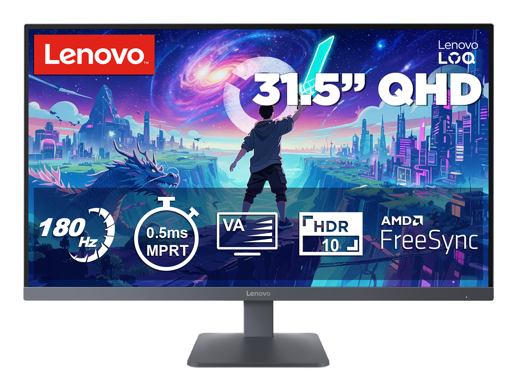 80 cm (31.5") 2560 x 1440 Pixel Lenovo 68F7GAC1EU 16:9 Wide Quad HD VA 0,5 ms 180 Hz HDR DisplayPort HDMI VESA