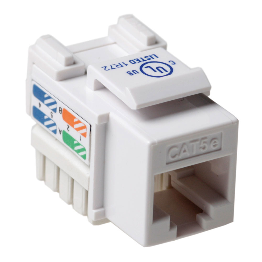 Keystone Jack CAT5E unshielded down white