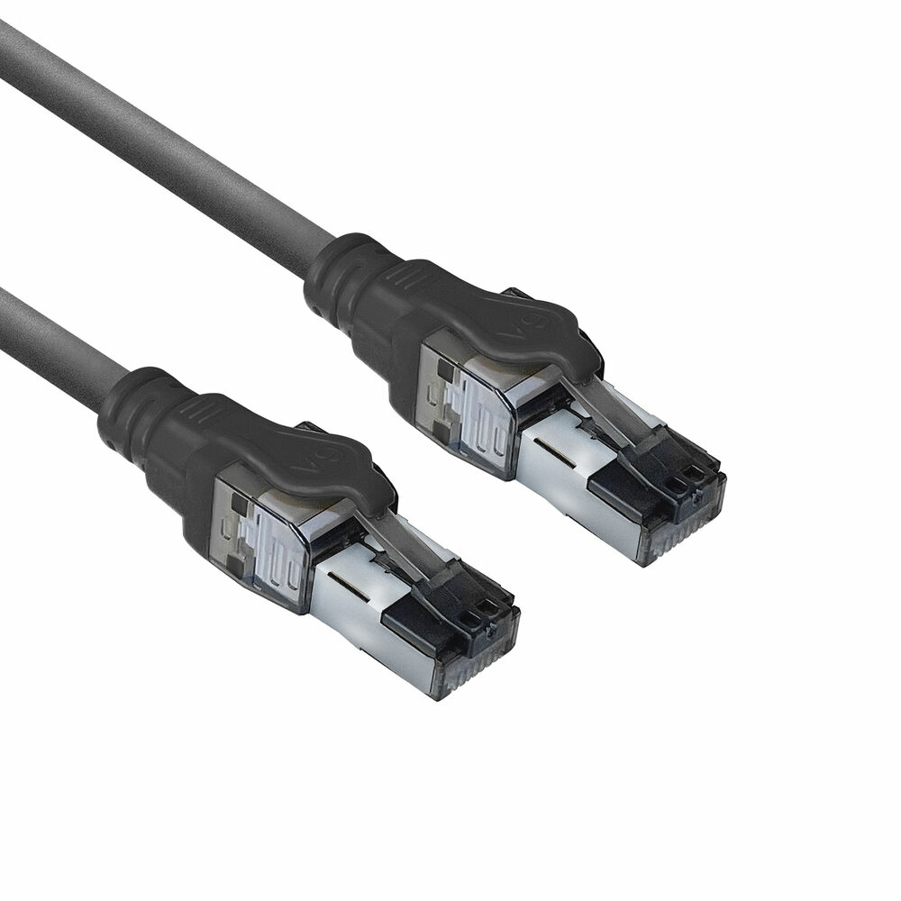 Black 1.5 meters S/FTP CAT6A IDC 4PPoE / PoE++ 100W LSZH patch cable snagless with RJ45 connectors, ACT Powerpatch