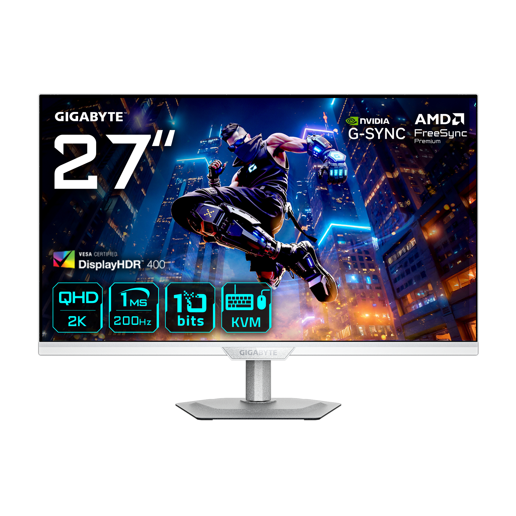 68,6cm/27" (2560x1440) GIGABYTE M27Q2 QD ICE WQHD SS IPS 1ms 200Hz HDMI DisplayPort USB-C USB HDR VESA Pivot