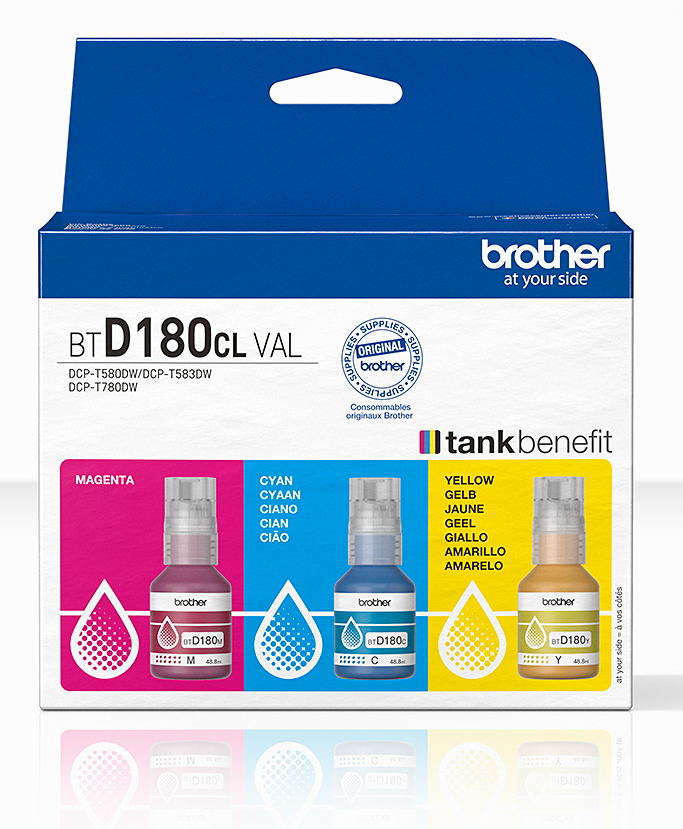 Brother Tintenflaschen BTD-180CLVAL Multipack (je 1x BK/M/C/Y)