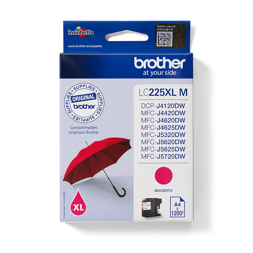 Brother Tinte LC-225XL-M Magenta bis zu 1.200 Seiten nach ISO/IEC 24711