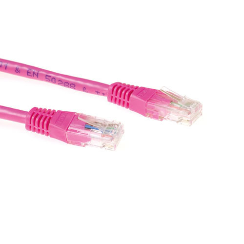 Pink 1.5 meter U/UTP CAT6A patch cable with RJ45 connectors