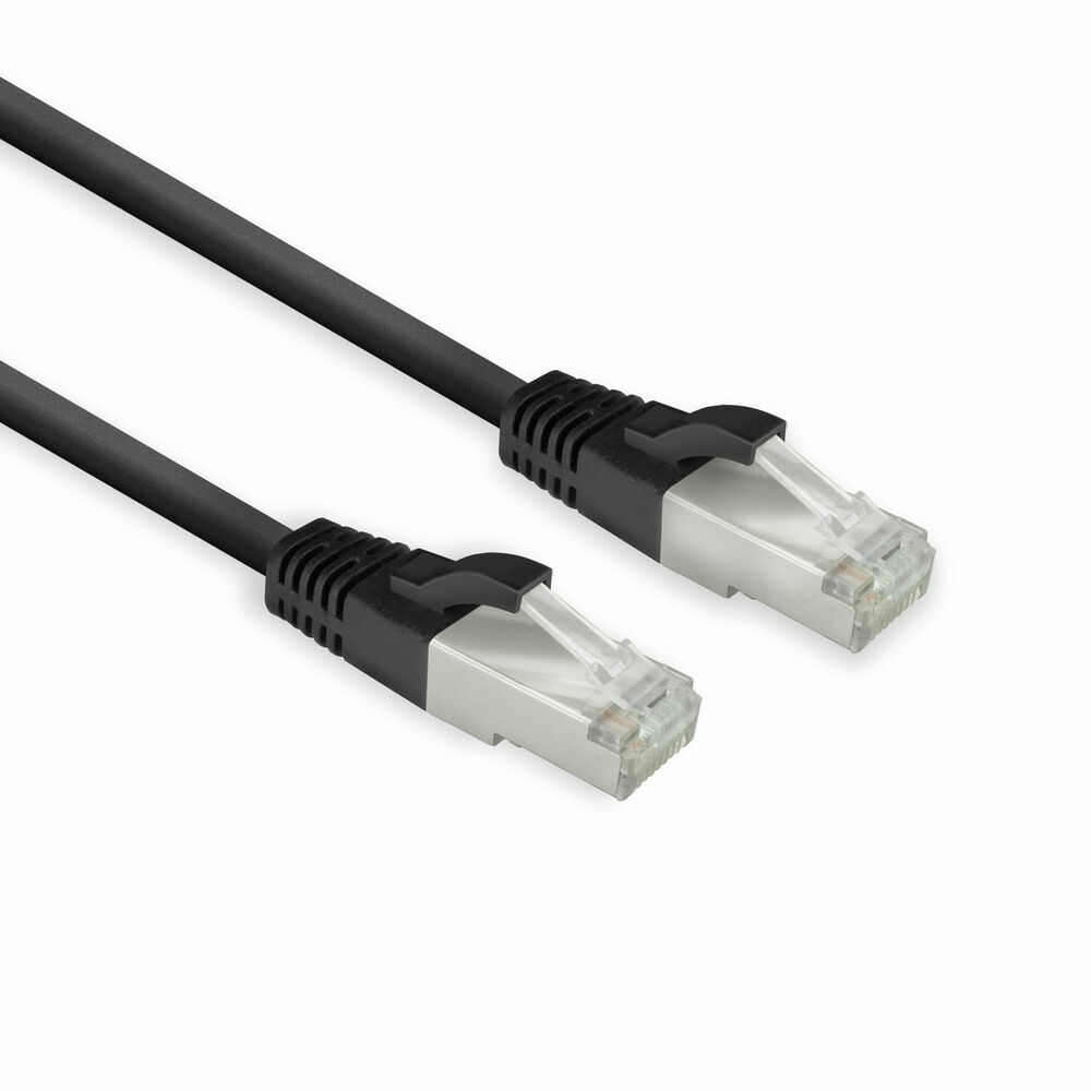 Black 0.15 meter LSZH U/FTP CAT8 datacenter slimline patch cable snagless with RJ45 connectors