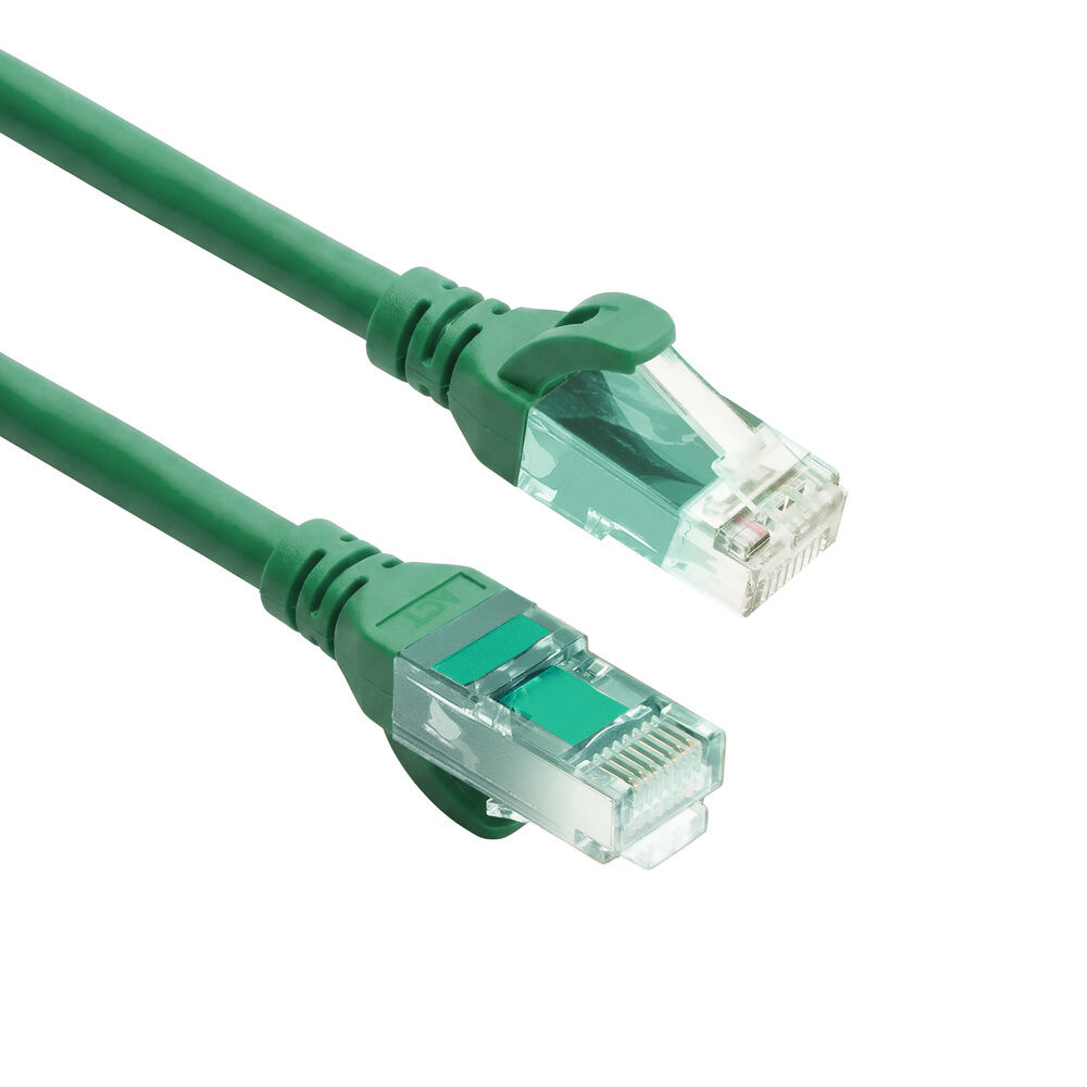 Green 1 meter TPE U/UTP CAT6A ultra-flex patch cable snagless with RJ45 connectors