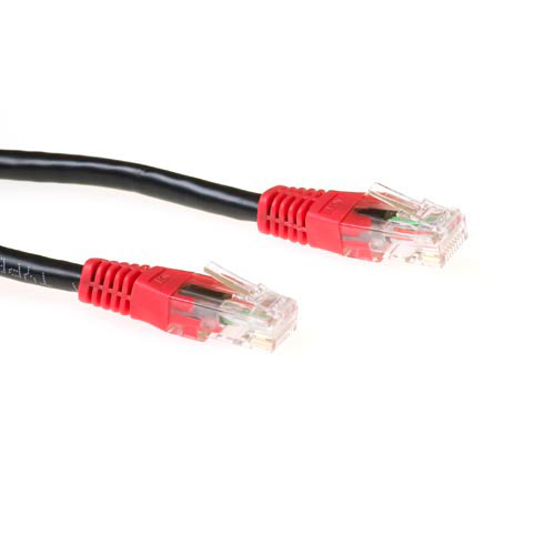 Black 2 meter U/UTP CAT6 patch cable cross with RJ45 connectors