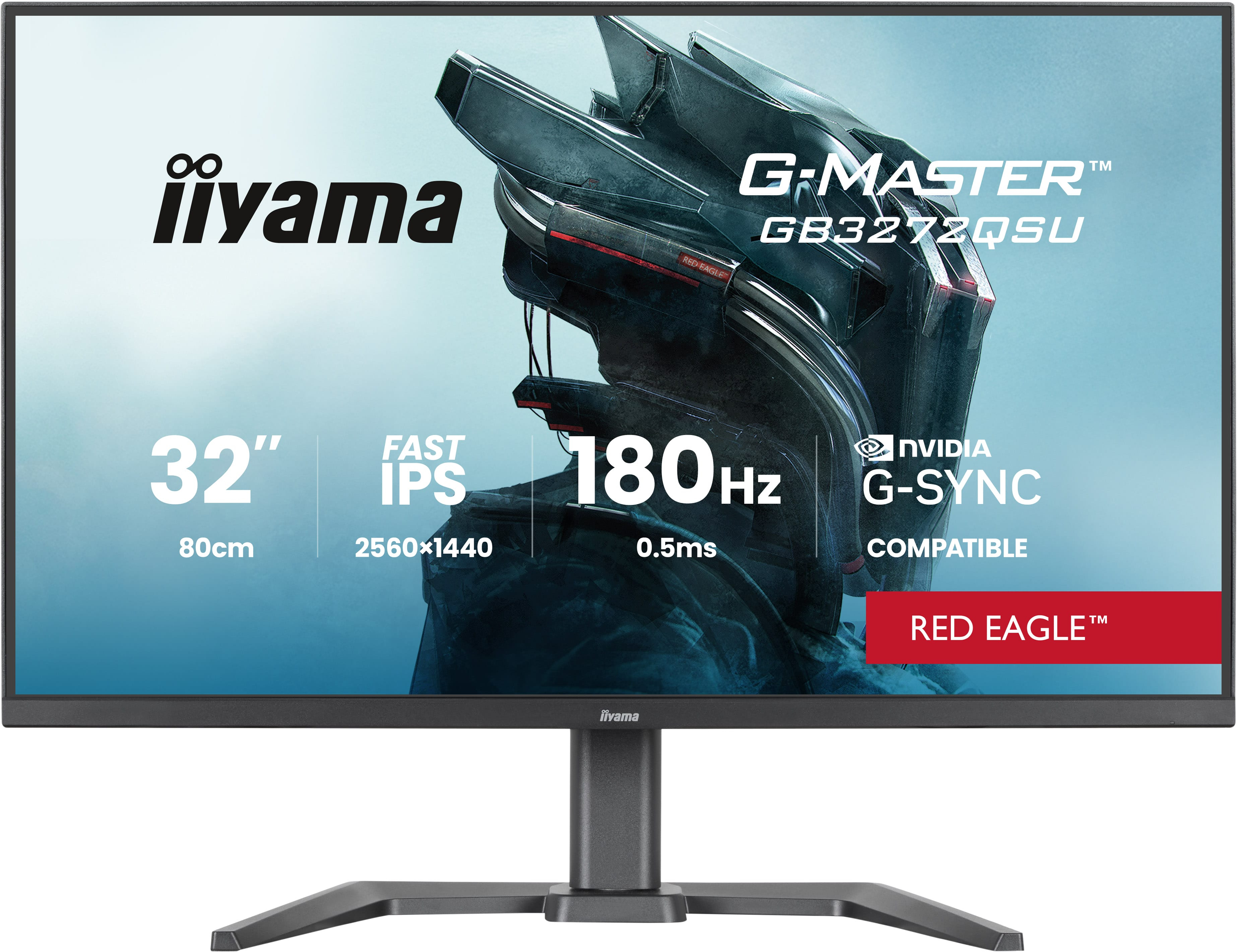 80,0 cm/31,5" (2560x1440) iiyama G-MASTER GB3272QSU-B1 16:9 IPS 0,5 ms 180 Hz HDMI ×2 DisplayPort USB-Hub VESA Speaker Black