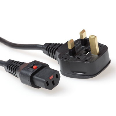 Powercord UK male - C13 IEC Lock black 2 m, PC980