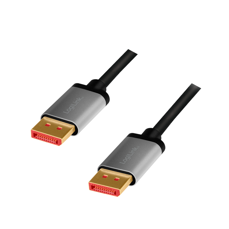 Logilink DisplayPort cable, DP/M to DP/M, 8K/60 Hz, alu, black/grey, 2 m