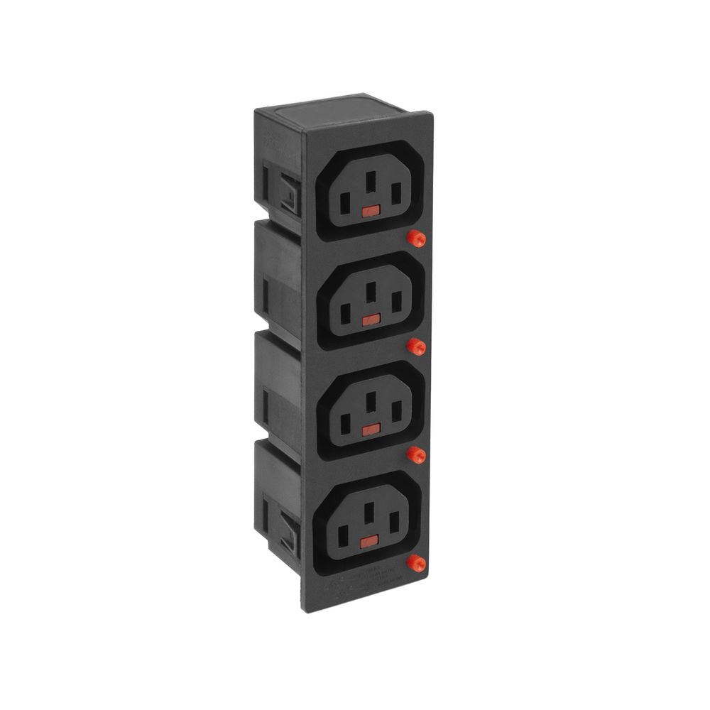 C13 IEC Lock Net Entree (4x outlet) - black, PA135015BK4