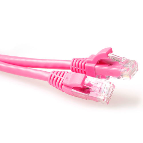 Pink 1.5 meter U/UTP CAT6 patch cable snagless with RJ45 connectors
