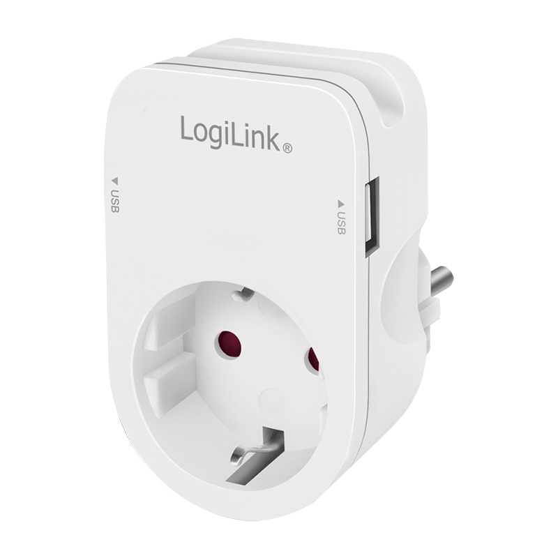 Logilink USB-A charger, 17 W, 2-port, 2x USB-A, 1x CEE 7/3, Charging Cradle, White