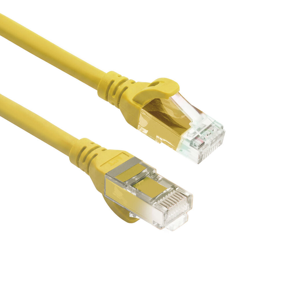 Yellow 0.5 meters TPE U/UTP CAT6A ultra-flex patch cable snagless with RJ45 connectors