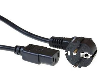 Powercord mains connector Schuko CEE 7/7 male (angled) - C13 IEC 60320 black 10 m