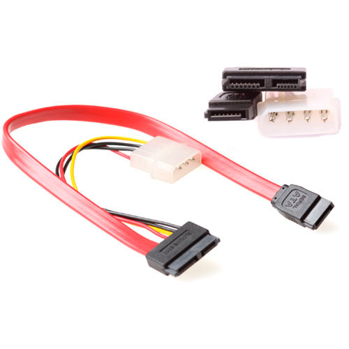 Micro SATA(6+7) female - SATA(7) female + 5,25 inch male (4 pins) 0,30 m