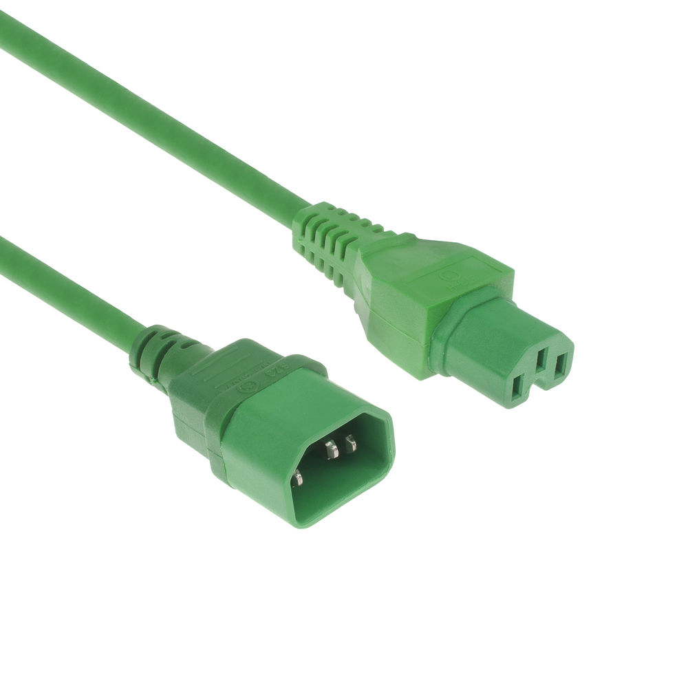 Powercord C14 - C15 green 0.6 m