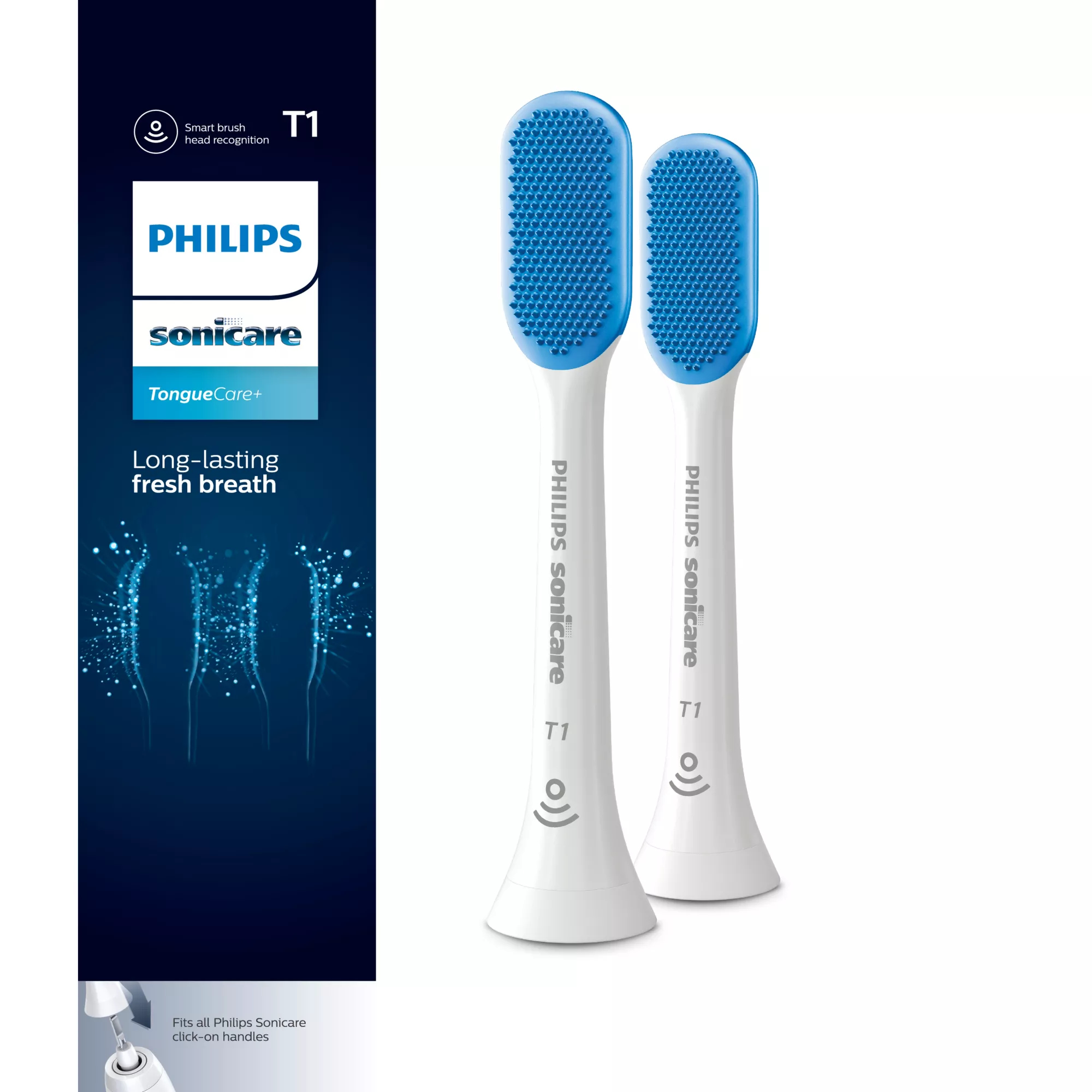 Philips Sonicare TongueCare+ HX8072 Ekstra tandbørstehoved 2 Blå Hvid