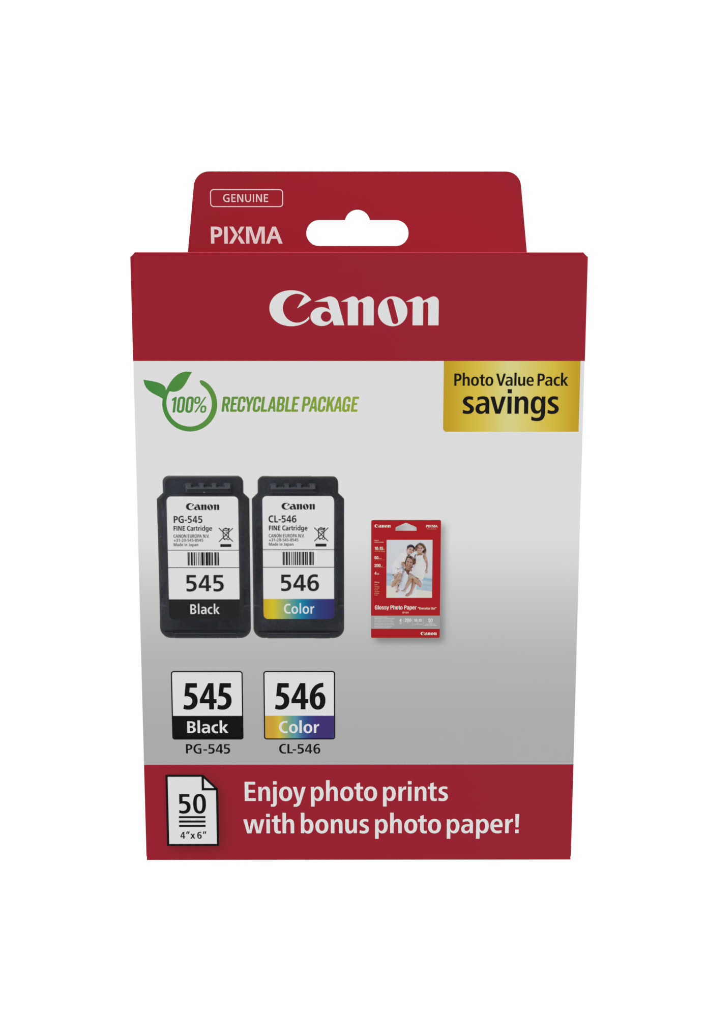 Canon Tinte PG-545/CL-546 8287B008 2er Multipack (BK/Color) inkl. Fotopapier