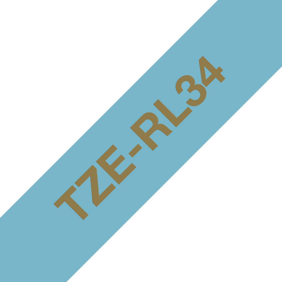 Brother TZE-RL34 12mm Gold on blue satin (4m)