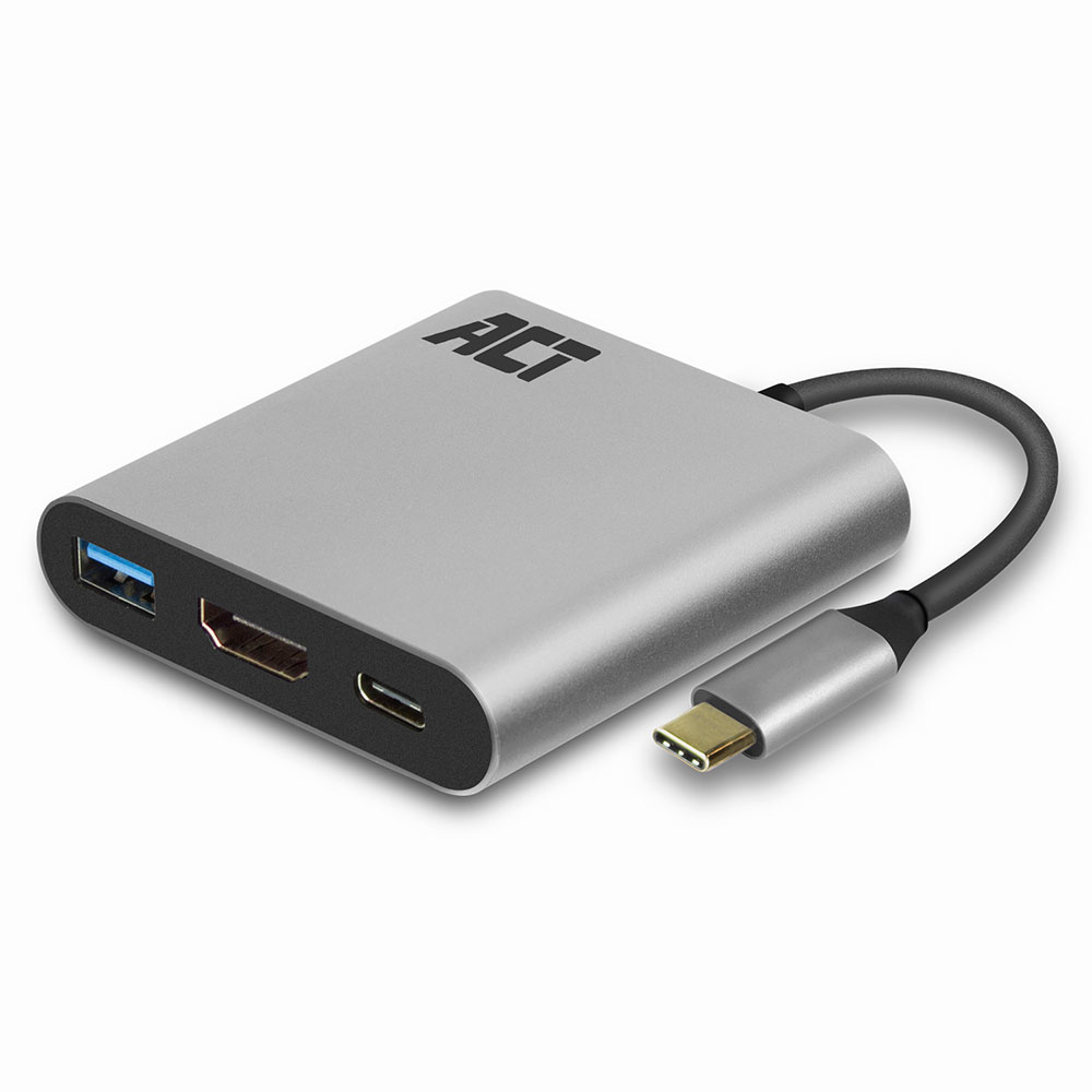 USB-C multiport adapter for 1 HDMI monitor, 1x USB-A, PD pass-through