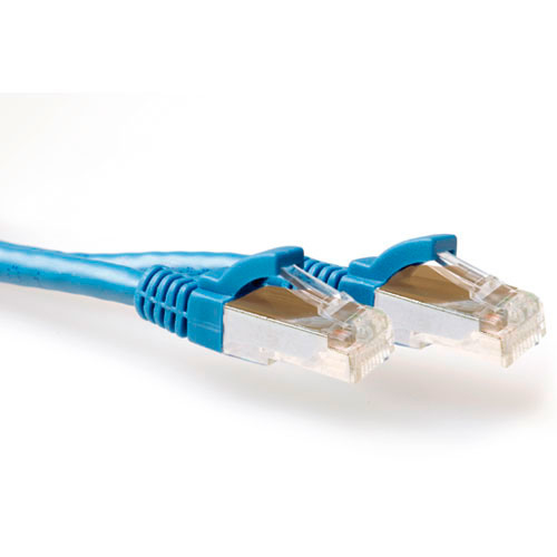Blue 15 meter SFTP CAT6A patch cable snagless with RJ45 connectors