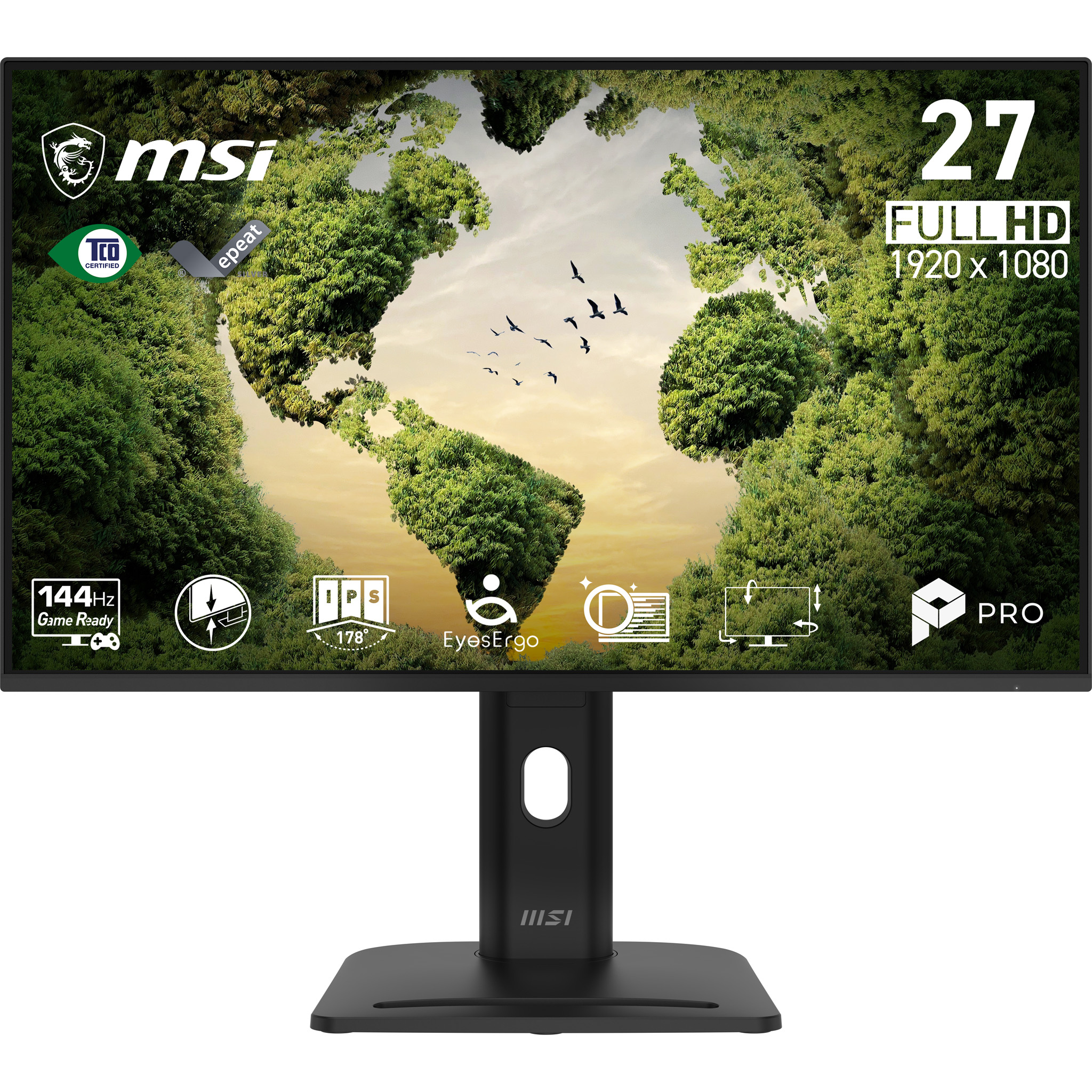 68,6 cm (27") 1920 x 1080 Pixel MSI PRO MP275PGN E14 16:9 Full HD IPS 4 ms 144 Hz HDR DisplayPort HDMI Pivot Height VESA Speaker