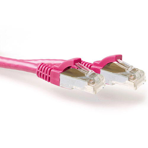 Pink 5.00 meter SFTP CAT6A patch cable snagless with RJ45 connectors