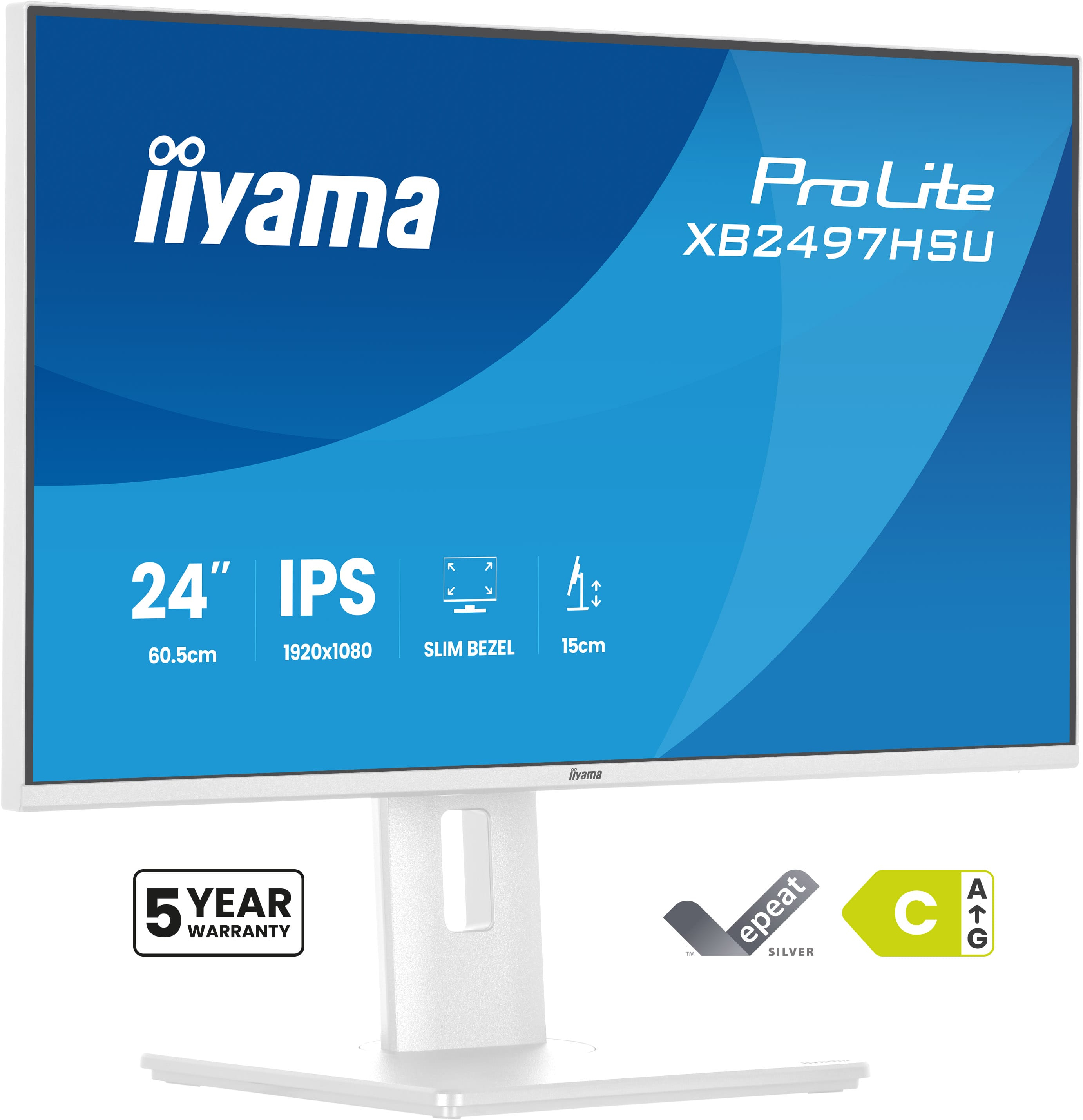 iiyama ProLite XB2497HSU-W1 Monitor 60,5 cm (24") weiß