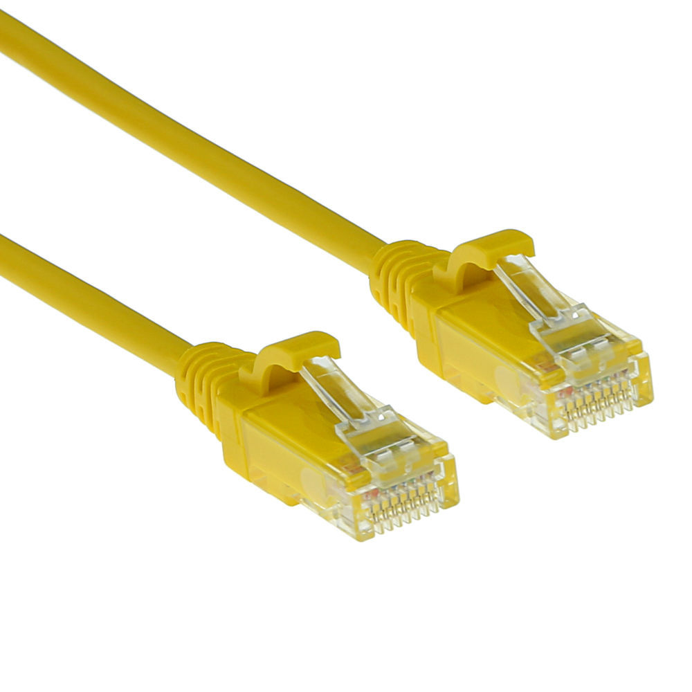 Yellow 10 meter LSZH U/UTP CAT6 datacenter slimline patch cable snagless with RJ45 connectors