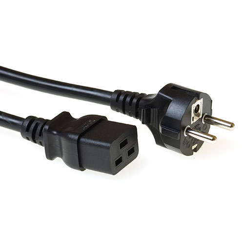 Powercord mains connector Schuko CEE 7/7 male (straight) - C19 IEC 60320 black 5 m