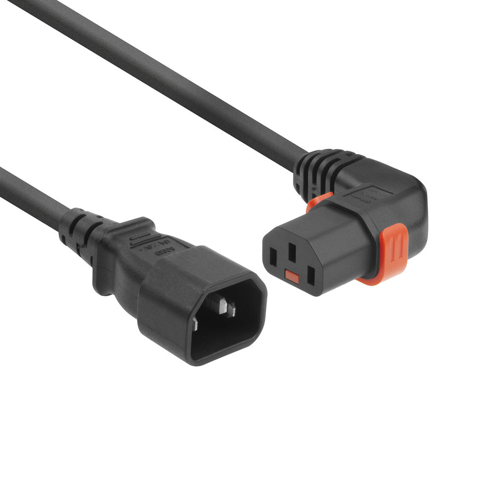 Powercord C14 - C13 IEC Lock (right angled) black 1 m, PC2041