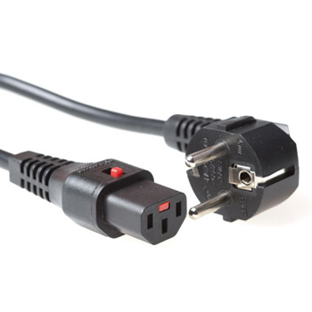 Powercord Schuko CEE 7/7 male (angled) - C13 IEC Lock black 2 m, EL182S