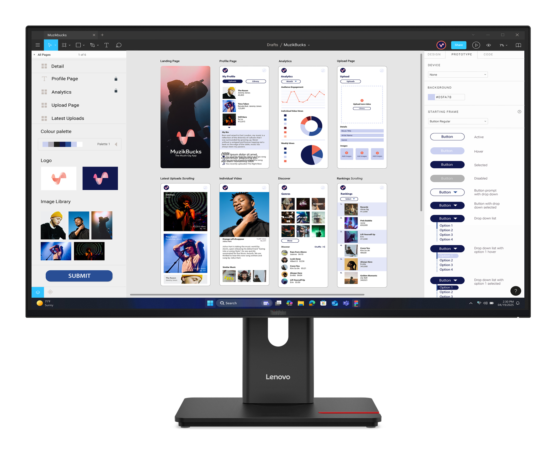 LENOVO ThinkVision T32UD-40 LED monitor 32inch 31.5inch 3840x2160 4K 75Hz IPS 350cd/m2 1500:1 4ms HDMI DisplayPort USB-C Dock 96W 3y