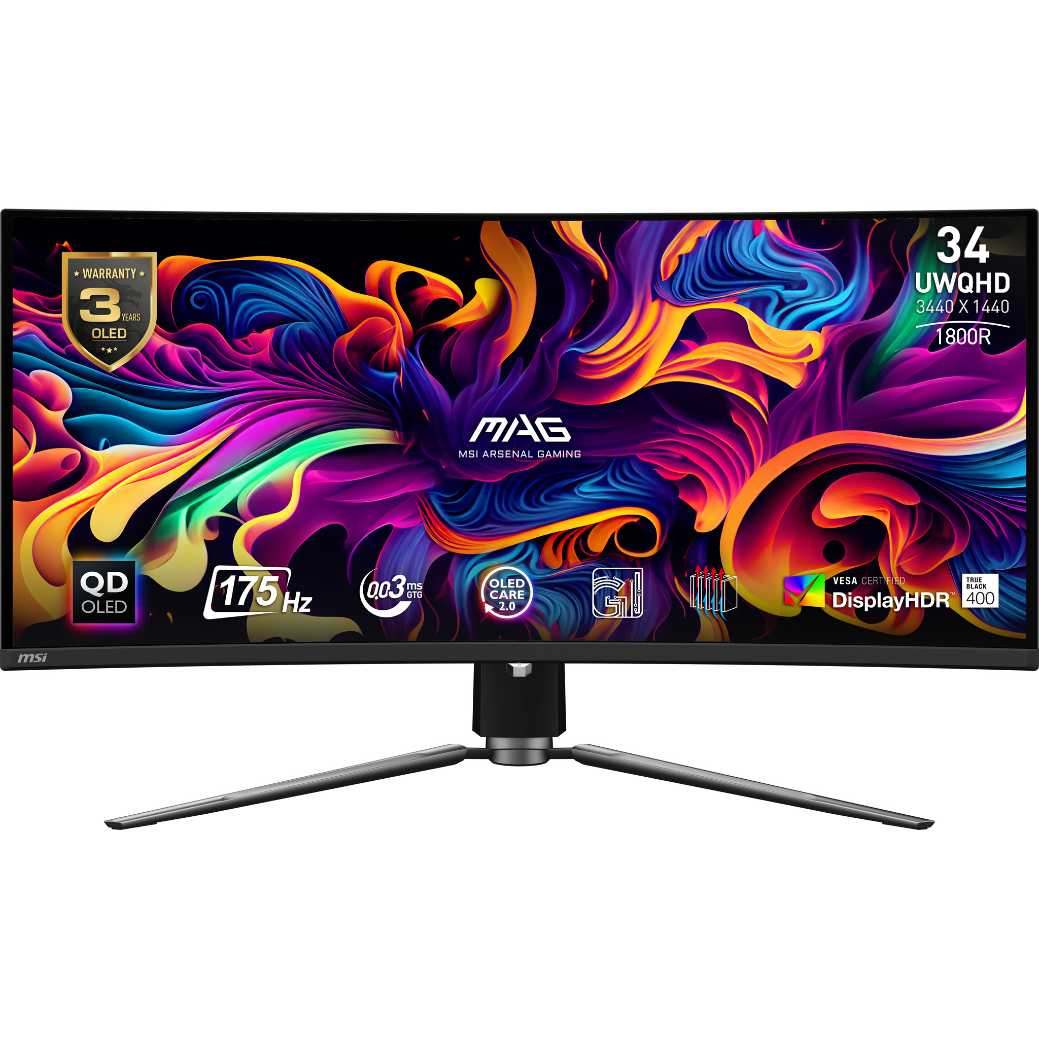 MSI Monitor MAG 341CQP QD-OLED QDOLED (9S6-3DD04T-001) (9S63DD04T001)