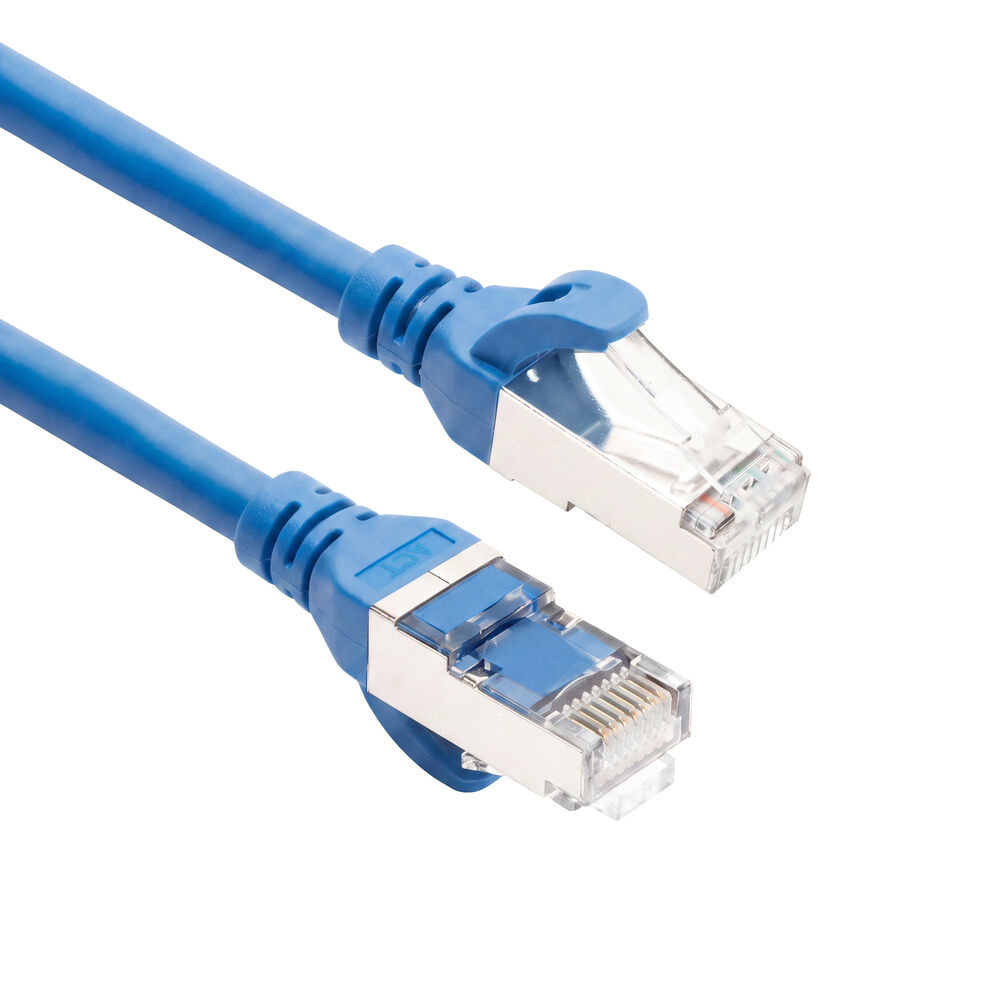 Blue 0.25 meters TPE S/FTP CAT6A ultra-flex patch cable snagless with RJ45 connectors