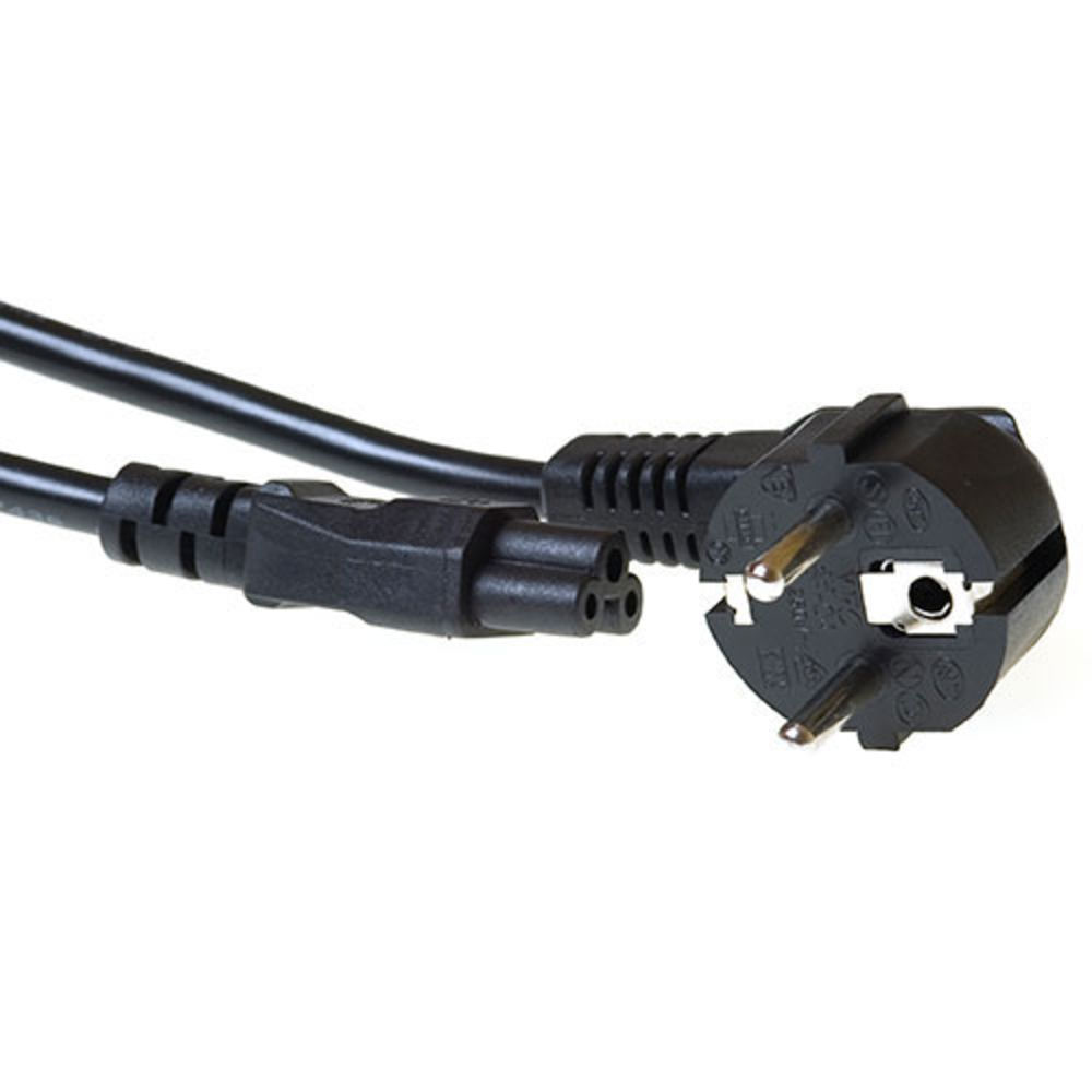 Powercord mains connector Schuko CEE 7/7 male (angled) - C5 IEC 60320 black 0.5 m