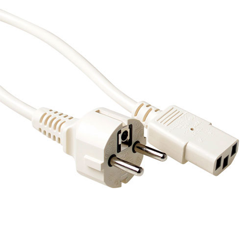 Powercord mains connector Schuko CEE 7/7 male (straight) - C13 IEC 60320 ivory 2.5 m