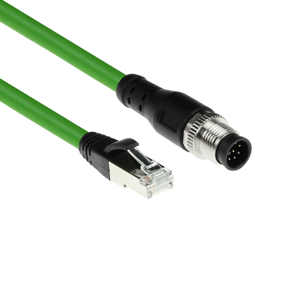 Industrial 3.00 meters Sensor cable M12A 8-pin male to RJ45 male, Ultraflex SF/UTP TPE cable, shielded