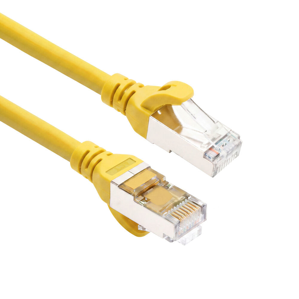 Yellow 0.25 meters TPE S/FTP CAT6A ultra-flex patch cable snagless with RJ45 connectors
