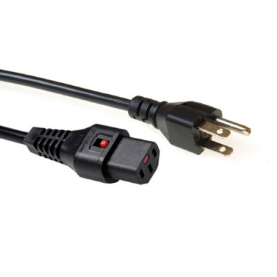 Powercord USA male - C13 IEC Lock black 2 m, PC1063