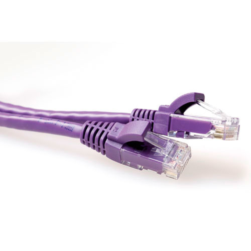Purple 1 meter U/UTP CAT6A patch cable snagless with RJ45 connectors