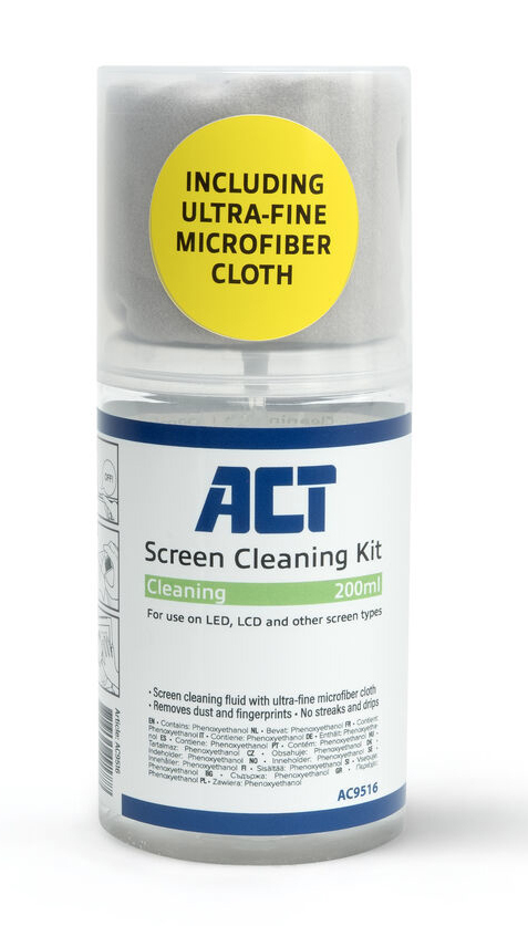 Screen cleaning spray 200ml with soft microfiber cloth