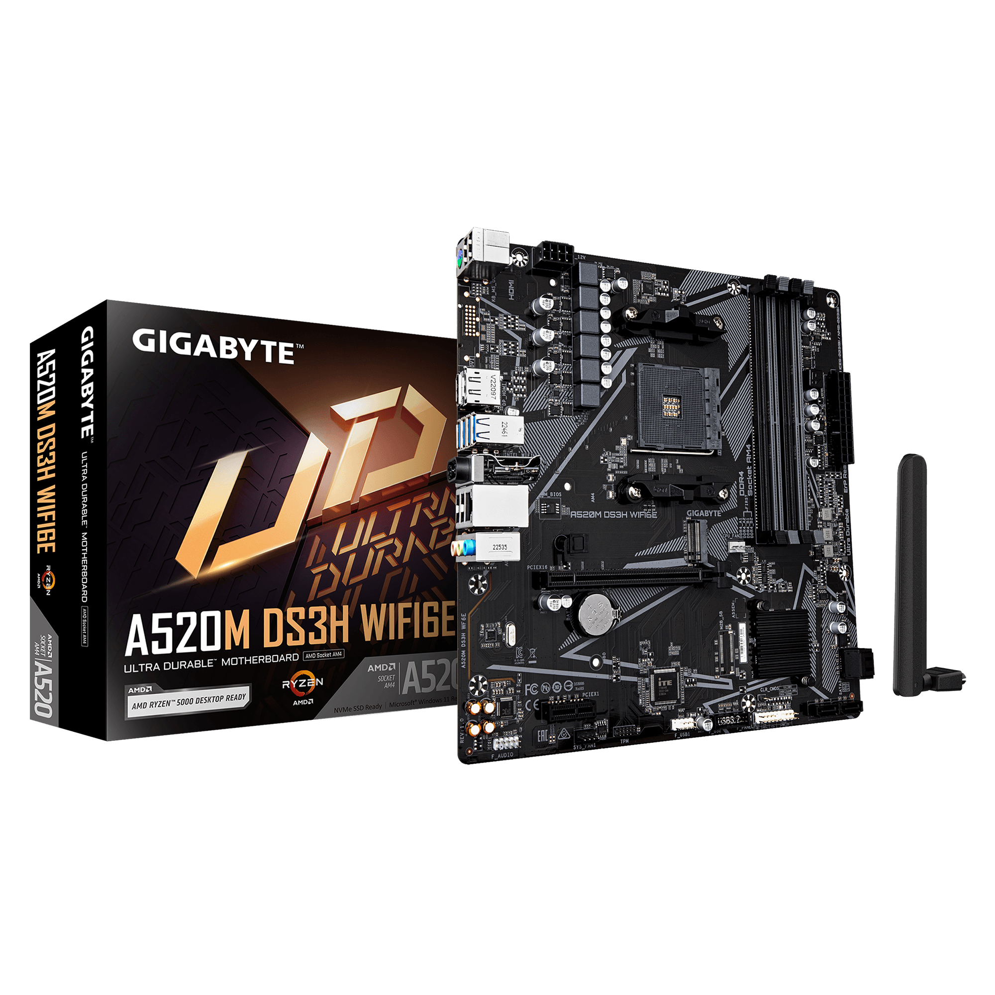 GIGABYTE A520M DS3H WIFI6E micro ATX AM4 AMD A520