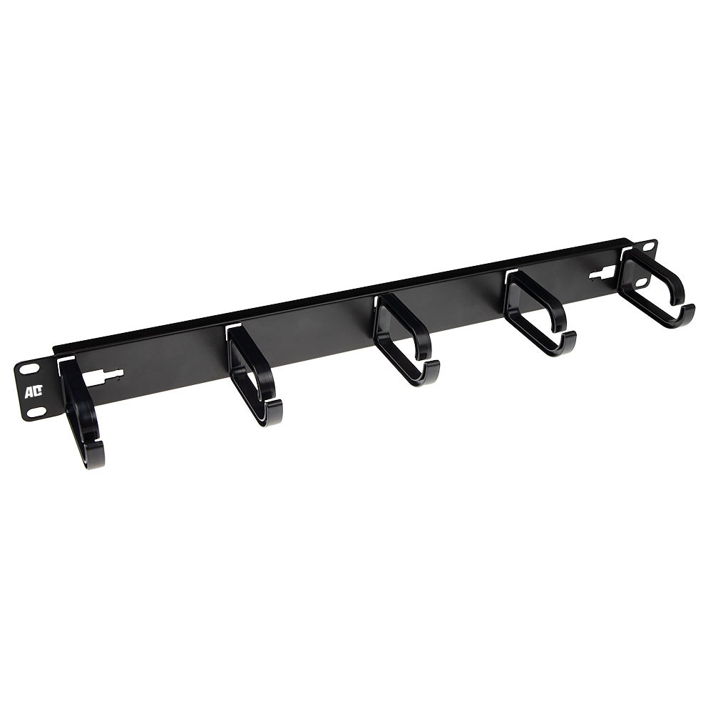 Cable management panel with 5 rotatable D-rings 19 inch 1U