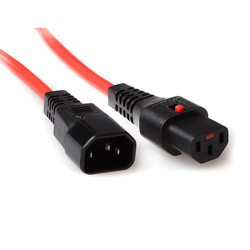 Powercord C13 IEC Lock - C14 red 1.5 m, PC1476