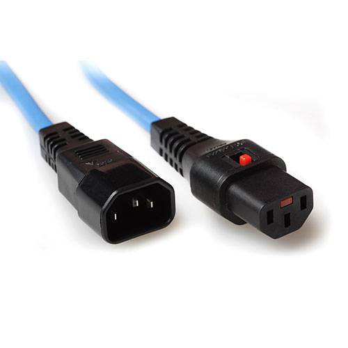 Powercord C13 IEC Lock - C14 blue 0.5 m, PC1109