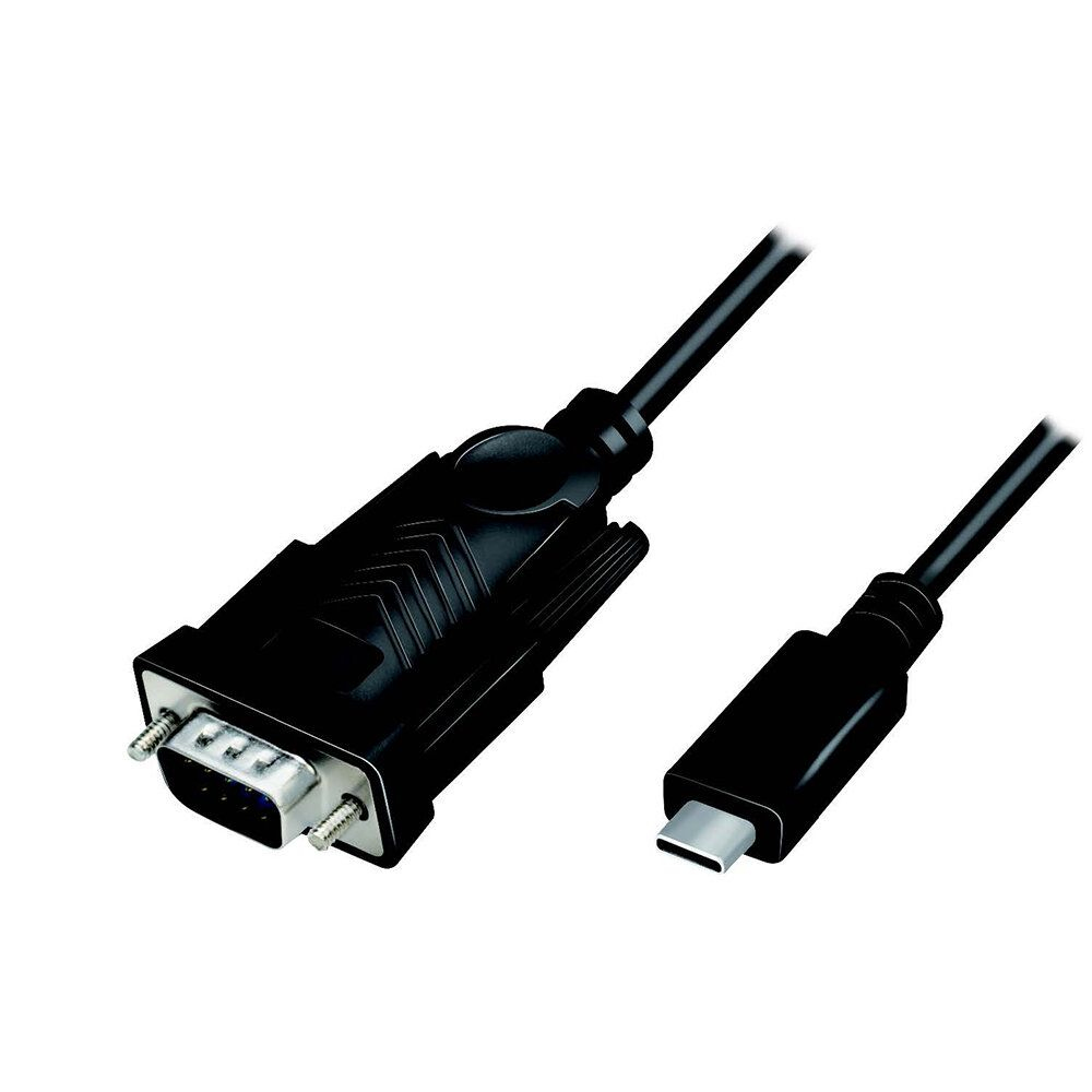 Logilink USB 2.0 Type-C cable, C/M to DB9 (RS232)/M, Win11, black, 1.2 m