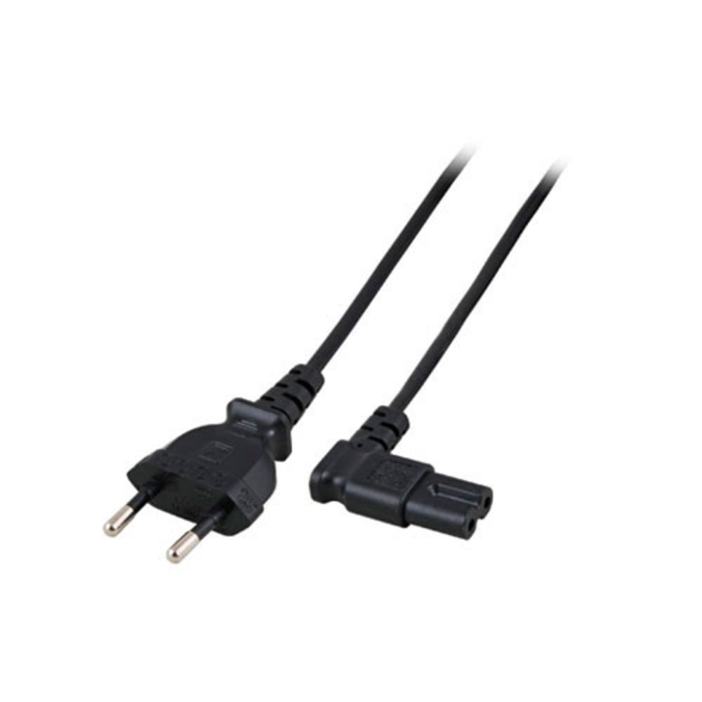 Powercord Euro male - C7 female (angled left/right) black 1 m